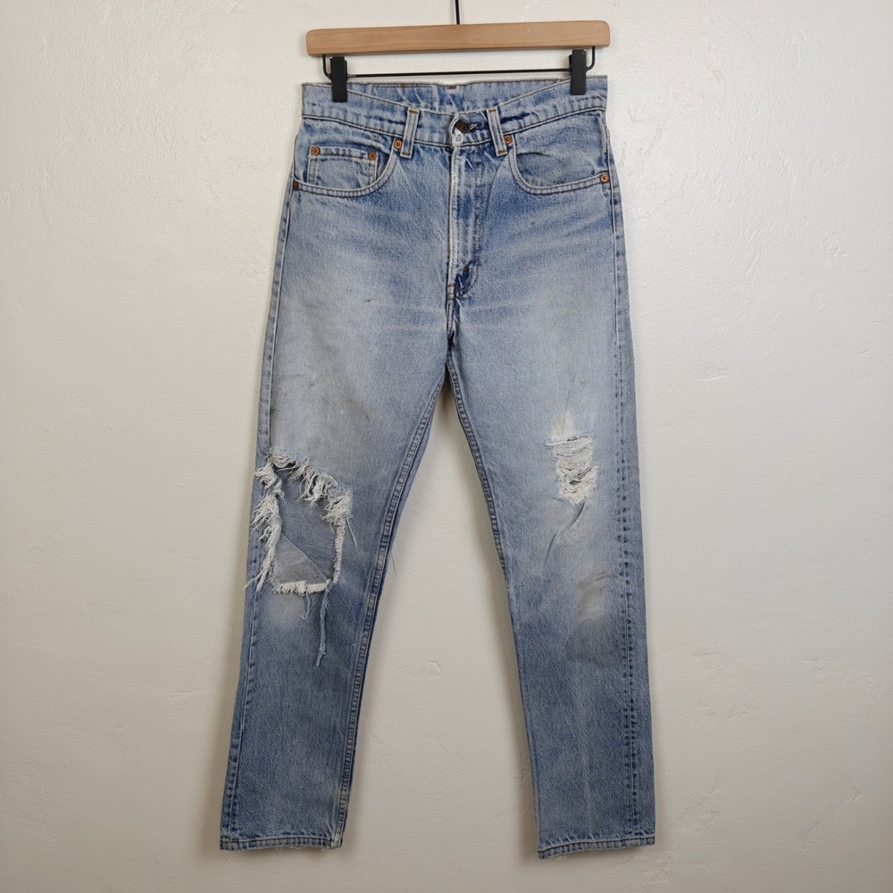Vintage 90s Levi's 505 Jeans Womens 26 Light Wash Distressed Grunge Aesthetic - Picture 2 of 15